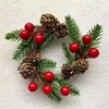 Decoratieve bloemen Mini kunstmatige krans thuis voordeur hangende dennenbas bessen Garland Kerstmisboom ornamenten feesttafel decor