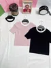 Spring and summer new knitted short sleeved classic round neck contrasting color design