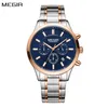 Montre-bracelets Megir Luxury Businets Watches en acier inoxydable pour hommes en acier inoxydable Chronographe Chronograph Horloge masculine Luminal Relogio Masculino