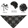 Floral Hair Bandana Knitted Head Kerchief Women Bandana Handmade Crochet Hair Scarf Triangled Headband with Ties Drop Ship