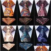 Halskrawatten Männer 3.4 Seidenkrawatte Mode Paisley Floral Party Hochzeit Klassiker Klassiker Pocket Square Business gewebtes Krawatten -Taschentuch Set1 Drop d Dhaou