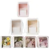 3PCS Flower Gift Paper Plax Clear Window Transparant Square Forme Przenośne pudełka na prezent