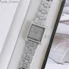 الساعات النسائية العلامة التجارية es جميلة la girl square crystal styal dial الصلب الفرقة المعدنية الكوارتز معصم m122 l46