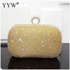 Kvällspåsar Rhinestone Handväskor Fashion For Women 2024 Handväska Party glittrande Clutch Purse Axel Crossbag Shell Open Pocket