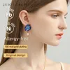 Stud Earrings Fashion Enamel Flower For Women Temperament Blue Trumpet Pearl Wedding Party Aesthetic Jewelry