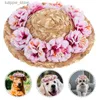 Dog Apparel Dog Apparel Pet Flower Straw Hat Spring Summer Sunhat Cute Woven Come Accessory L46