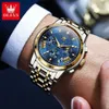 Armbanduhr Olevs Luxusmarke Original Quarz für Männer Edelstahl wasserdichtes Handgelenk Mond Phase Auto Datum Herren ES240409