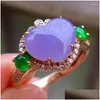 Pierścionki klastra naturalne fiolet chalcedony pierścionek zaręczynowy w kształcie serca moda słodka luksusowy regulowany damski damski biżuteria dostawa dhizf