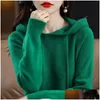 Women Sweters Yszwdblx Women Sweter Sweetek z kapturem koreański Koreański luźne luźne długie rękawy swobodny jesień zima grube ciepłe dzianinowe dro dh1fz