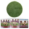 Decorative Flowers Artificial Grass Placemats Round Table Mat Green Fake Turf Patch Fluffy Circular Rug Carpet