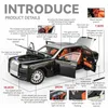 1 18 Rollsroyce Phantom Model Car Zink Legierung Rücken Spielzeugstiezauto mit Schall und leichtem realistischem Modellierungsmodell Spielzeug 240409