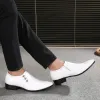 Laarzen vivodsicco nieuwe witte pu lederen bedrijfskleding schoenen mannen oxfords glijden op mannen feest bruiloft derby schoenen casual flats schoenen