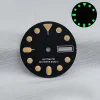 NH36 Biog Hole Calendar Dial 28.5 mm Accesorios de reloj luminoso Green Brass Reloj Cara