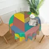 Masa bezi renk bloğu baskı yuvarlak masa örtüsü geometrik özel DIY kapak ev parti yemek odası kawaii açık hava