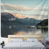 Tapisseries Snow Mountain Scenery Forest Protection oculaire Tapestry Mur suspendu rivière Hippie Mattress Bohemian Chambre salon Home Decor