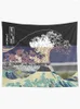 Taquestres Tricolor Kanagawa Wave Tapestry Wall Art Room Decoração Ornamentos estéticos vivendo