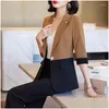 Women'S Two Piece Pants Womens High Quality Fabric Women Pantsuits With And Jackets Coat Professional Business Work Wear Blazers Trou Dhx4Y