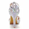 Dress Shoes Crystal Queen Women Summer Sandals Sexy Bride Wedding Party Peep Toe Thick High Heels Platform Luxury Rhinestone Stilettos H240409