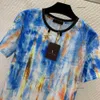 Designer T-shirt Femmes T-shirt Brand Womens Tshirt Fashion Short Sheeve Womenshirt Halo Dyed Cotton Pullover Metal Chain Decoration décoration Shirts Avr 07