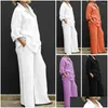 Pantaloni da donna a due pezzi Cash Shirt Set Elegante autunno 2 pezzi con outfit a gamba larga in giro per un set di abbigliamento a goccia di abbigliamento dhd1d