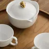 Tasses Saucers en porcelaine de porcelaine Blanc Sac de voyage portable Pot à griffe