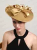 Gold Fascinator Hat Wedding Women Headband Fancy Chic derby hat Kentucky Party Chapeau Cap Bride Hair Accessories 240401