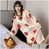 Womens Sleepwear Winter Long Sleeve Print Thick Warm Flannel Nightgowns For Women Dress Coral Veet Nightdress Night Nighty Drop Delive Dh1Jh