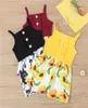 Romance de suspensão de menina para bebês macacões impressão de flor Prinha de bebê roupas infantis roupas de crianças vestem roupas de verão 9303700