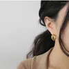Boucles d'oreilles en peluche jkj coréen version s925 pur argent géométrique multicouche de cercle de cercle or plaqué