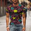 Nowe motocyklowe komiksy z krótkim rękawem Casual Digital Printing Loose Pullover Mens T-shirt