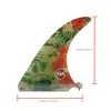 Longboard Fin 8 inch Central Quilha Polished flower pattern Single Fiberglass Surfboard 1pc Centre Surfing Accessory 240407