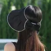 Summer UVProof Sun Hat For Women Korean Version Empty Top Black Gel Large Brim To Cover The Face Shell Sunshade Hat240409