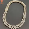 Pass Diamond Tester Hip Hop 925 Silver Iced Out Cuban Chain Necklace 18mm VVS MOISSanite Cuban Link Collana a catena