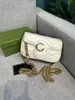 Marmont White Black Women Shoulder bag 2 size Clutch Flap Camera Shoulder Hand Bag Mini Leather Purse Gold Chain Cross Body Tote Envelope Bags