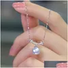 Pendant Necklaces Creative Design Imitation Pearl Necklace For Women Sier Color Chain Dazzling Cubic Zirconia Trend Drop Delivery Jewe Otx8C