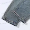 Jeans maschile strt designer designer maschi jeans retro blue sletgon bottoni patch rattonizzati jeans strappato maschi hip hop marchio pantaloni hombre t240409