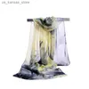 Lenços 160*50cm de moda impressão simulação de seda chiffon listrado listrado de moda selvagem xale de filtro solar lenço de cachecol floral 240409