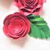 Fleurs décoratives à la main à la main Red Rose Rose Feuilles de papier de bricolage fixées pour l'année de Noël Décorations Tutoriels vidéo