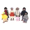 Les jouets en bois ensemble Happy Dollhouse Family Family Dolls personnages habillés enfants enfants jouant à la poupée cadeau pour enfants