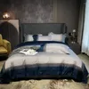 Ensembles de literie premium 1000tc lit égyptien coton lit luxe chic couvercle de couette en gris blue gris avec taies d'oreiller à feuille à fermeture éclair à fermeture éclair à fermeture éclair