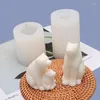 Baking Moulds 3D Cute Polar Bear Silicone Candle Soap Mold Fondant Cake Decorating Tools Chocolate Scented Gum Paste Mould Home Ornament