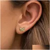 Stud -oorbellen GRA 18K GOUD Small schattige vlinder voor vrouwen cadeau echt 925 Sterling Sier originele hoge kwaliteit feest fijne sieraden drop de ottjh