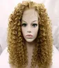 Synthetische Perücken hitzebeständige Honigblondine Afro versaulte lockige Spitzen -Vorderperücken 27 Blonde Kinky Curly Hair Perücken für Afroamerikaner 5297576