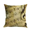 Pillow Square Linen Musical Note Printed Cushion Covers Home Decor Outdoor Pillowcase Decorative Sofa Cover