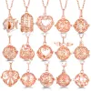 Mexique Chime Music Ball Collier Collier Rose Golden Angel Wings Aromathérapie Diffuseur Cage Femme Exquis Pendre Jewelry Gift