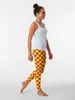 Pantalon actif fast-food (damier rouge et jaune) Vêtements d'entraînement des leggings pour femmes sportives féminines