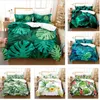 Sängkläder set palm blad täcke täcke set botany tema tryck vuxna barn tonåringar tröstare för sovrum dekorativt täcke