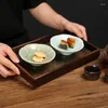 Bouteilles de rangement style chinois six plateau de thé à thé en céramique bornéol pâte fruit pâte noix haute maison de maison de pied