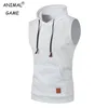 Con cappuccio senza maniche da uomo Fantasca casual Felpa con cappuccio da uomo bodybuilding canotta da canotta sportiva gilet gilet ginnastica 240321