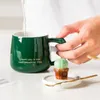 Tassen 360 ml kreative Keramikbecher Männer Frauen Mark mit Deckel Spoon Frühstück Kaffeetasse Paar Wasser Büro Tee Hausgebrauch